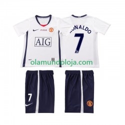 Camisola Manchester United Ronaldo 7 Champions League 2009 Retro Criança Equipamento Segundo 2008 Manga Curta